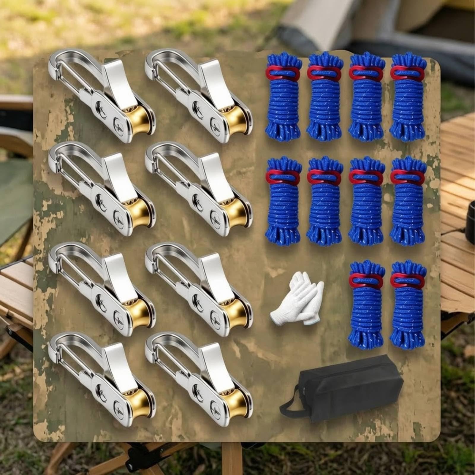 Baoblaze Ajustador de Tensión Dispositivo de Sujeción Tensor Cuerda Kit para Cuerda 2 a 3 Mm Capacidad 70 Adecuado para Tienda de Campaña Tendedero Carga Escalada Ligera Mochila