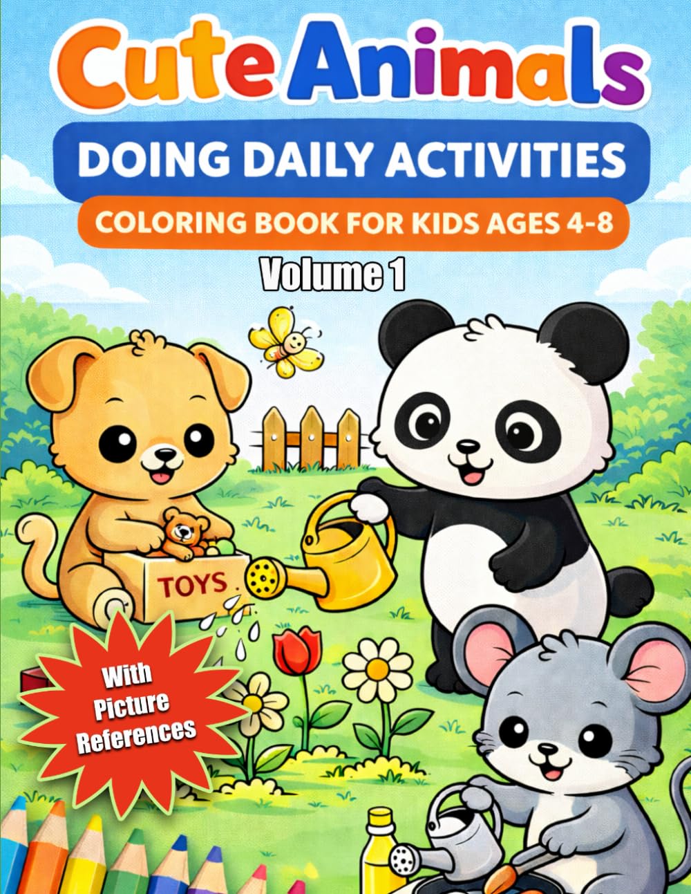 Cute Animals Doing Daily Activities: Coloring Book for Kids Ages 4–8
