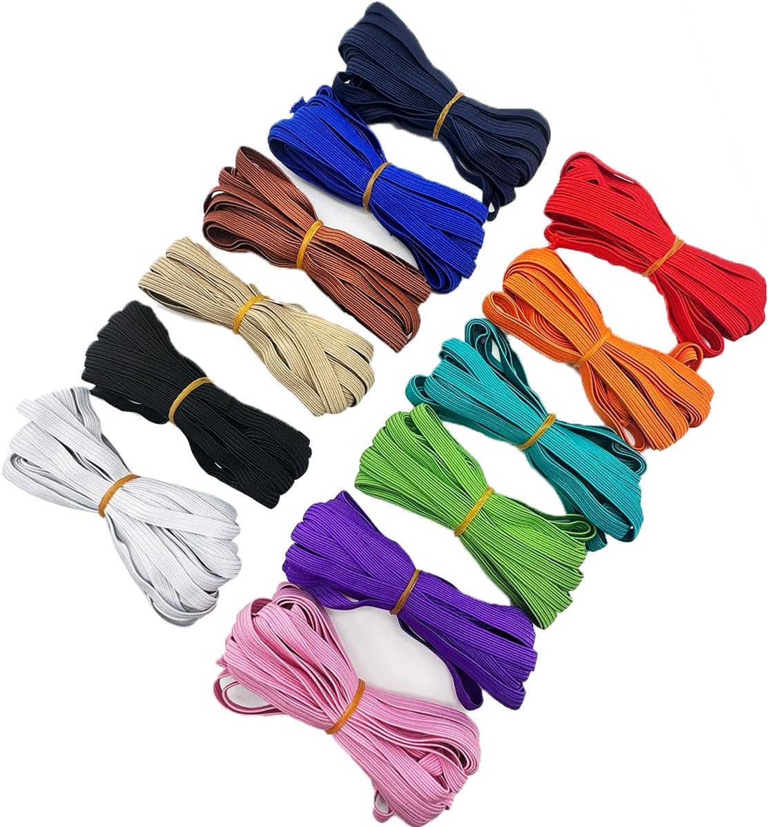 Dorothy 1/4 Inch Elastic for Sewing 12 Colors 60 Yards Colorful Knit Elastic Band Cord for Sewing, Waistbands, Pants, DIY Crafts(12 Colors 5 Yards per Color)