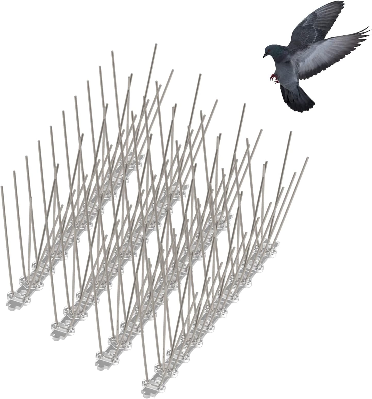 YODEN Bird Spikes (4 Pack) Stainless Steel Pigeon Spikes Powerful Deterrent To Birds, Crows And Woodpeckers, For Gardens And Windows Per Piece25 Cm