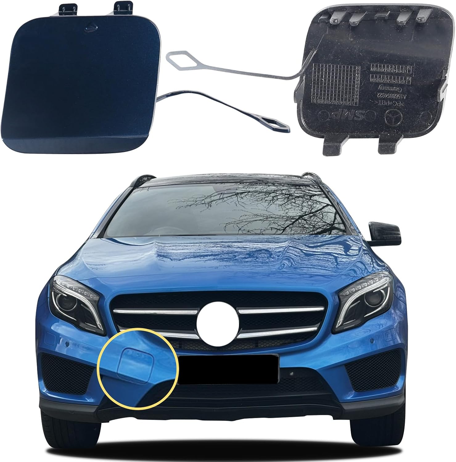 Car Front Bumper Tow Hook Cover Compatible With Mercedes-Benz GLA GLA200 GLA250 GLA260 2012 2013 2014 2015 2016 with AMG Line Package Edition Trailer Cover Cap 1568854922 Small Lid Towing Eye Cap