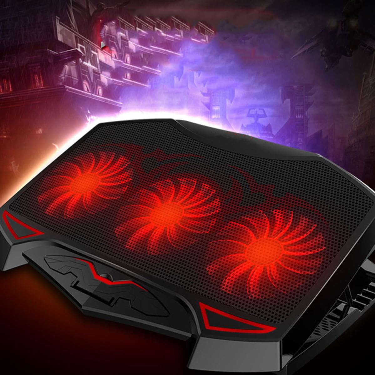 Supporto di Raffreddamento per Portatile Tre Ventole LED Rosse