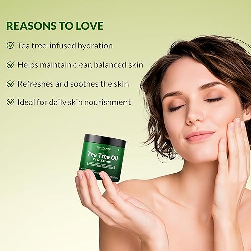 Miniatura 4 de Majestic Pure Crema facial con aceite de árbol de té  Crema para piel seca y con picazón, acné, cicatrices, crema facial hidratante de día y noche