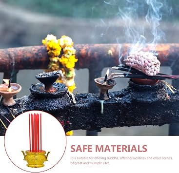 NUOBESTY Led Decor Electric Incense Burner LED Electronic Incense Burner Chinese Candle Lamp Buddhist for Chinese Buddhist Supplies Decor(Red) Electric