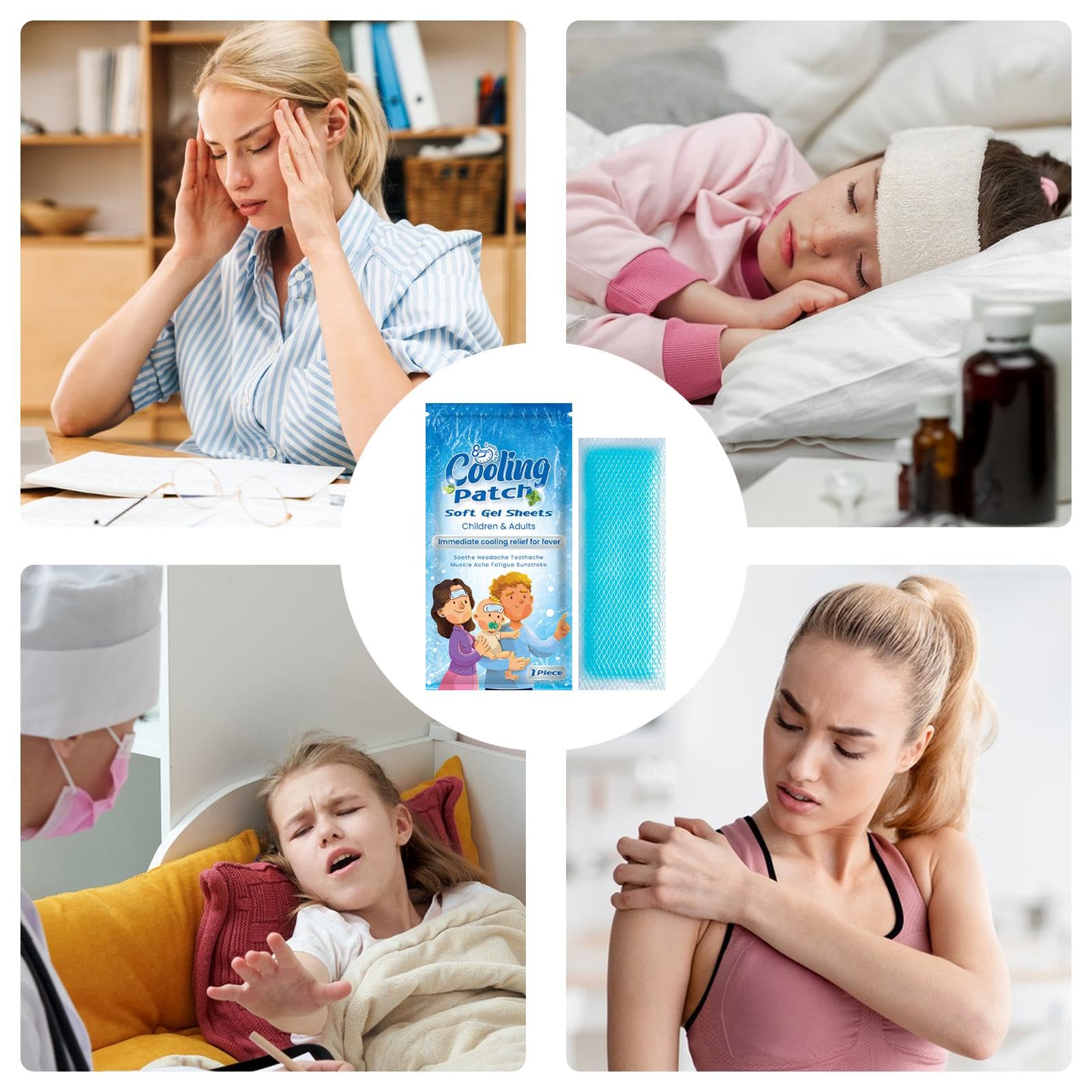 20 hojas de almohadillas refrescantes para niños, reductor de