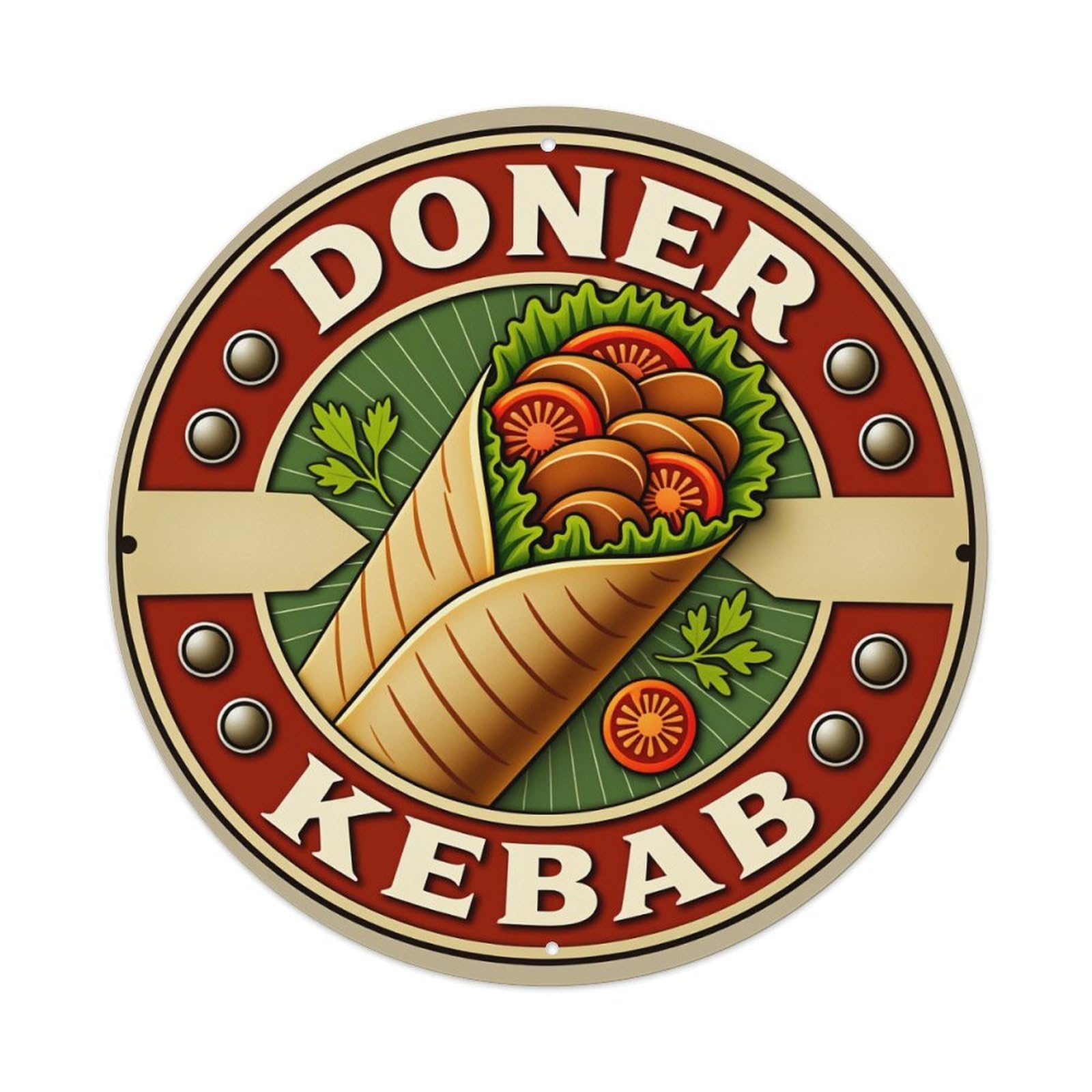Doner Kebab Wrap Meat Vegetables Metal Tin Sign Vintage Garden Bedroom Cafe Bar Man Cave Home Wall Decor Metal Poster 8x8 inches