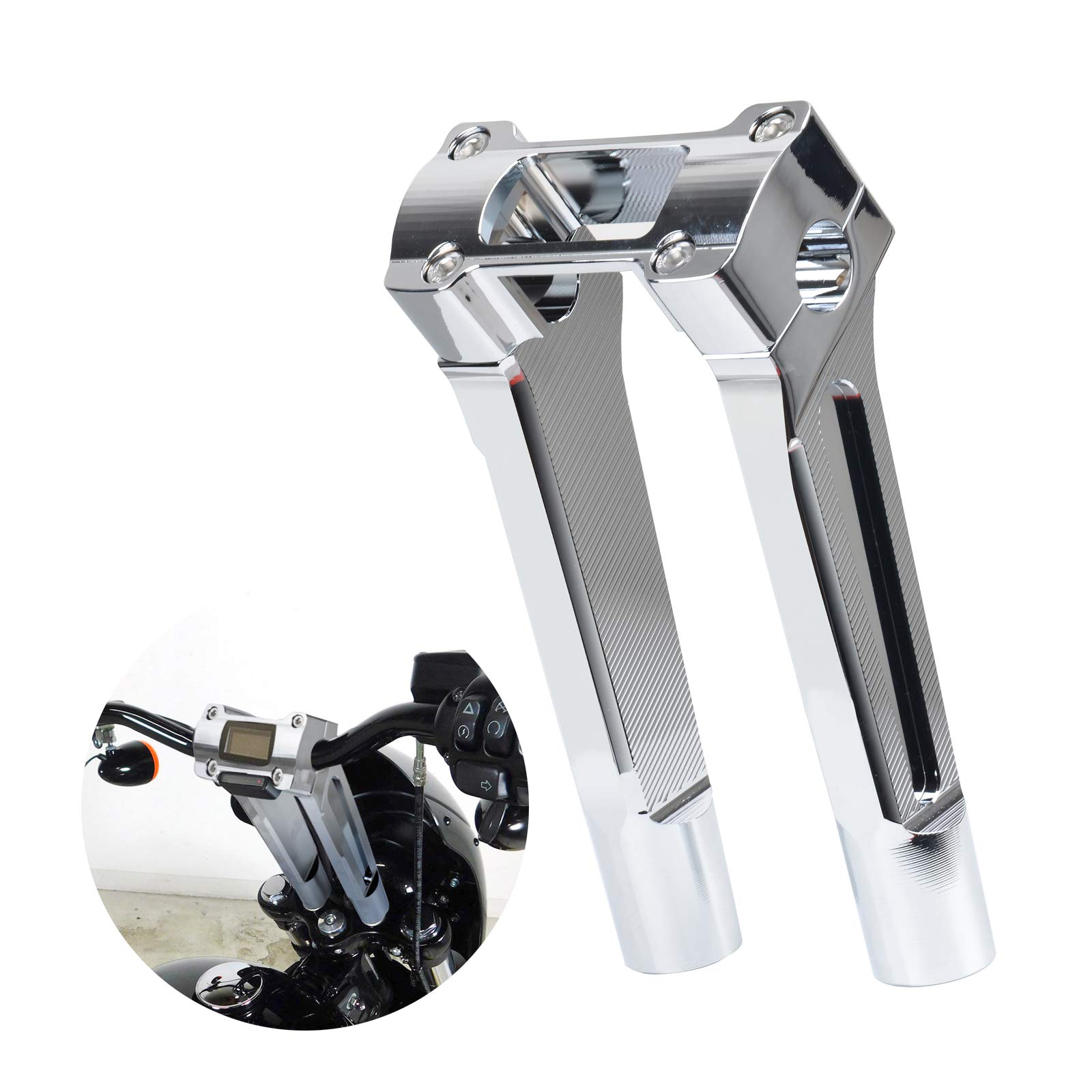 Snapklik.com : 8 Inch Tall Motorcycle Handlebar Risers 1 Inch Clamp Round