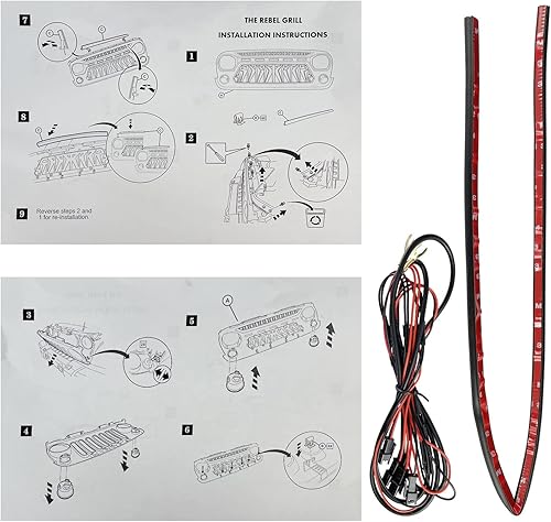 Miniatura 6 de Rejilla de malla para Jeep Wrangler JK JKU Unlimited Rubicon Sahara Sport parrilla delantera con luces ámbar 2007-2018