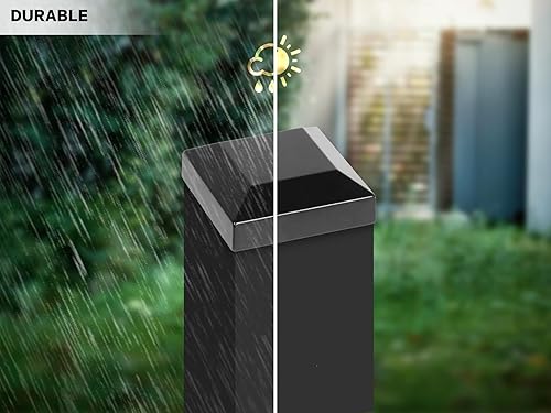 Miniatura 5 de Tapas de aluminio para postes de valla de 2.5 x 2.5 pulgadas, aluminio, metal, madera, buzón, tapa de poste piramidal, ajuste a presión, color negro