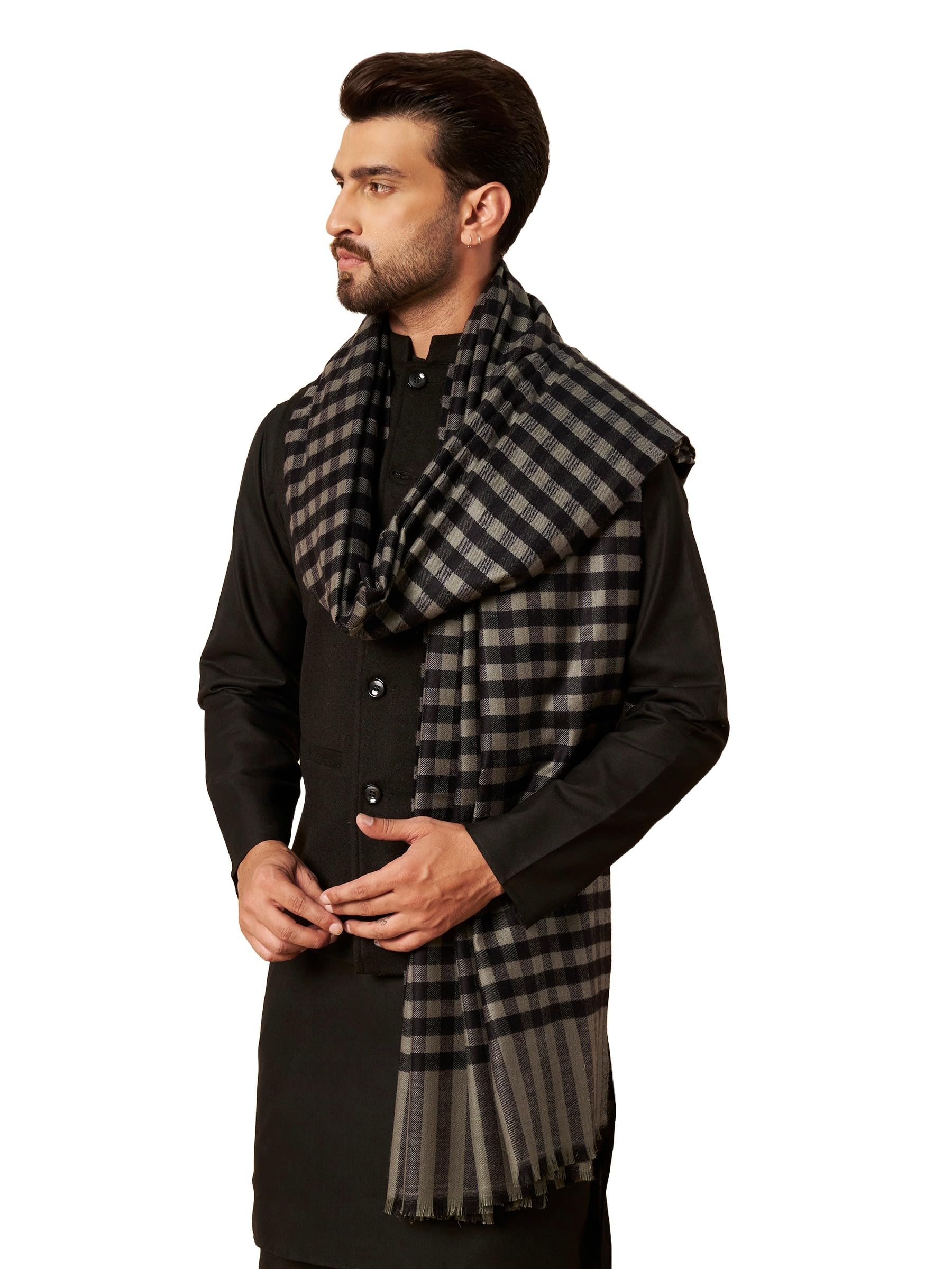 Woollen Full Size Lohi Shawl for Men, Warm Soft Woven Mens Woolen Wrap for Winter 50 x 100 inches-image-30