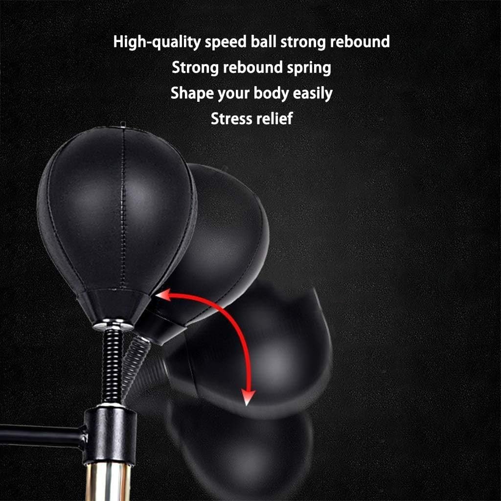 Training Boxing Ball with Reflex Bar, Solid Speed Punching Bag Free Standing, Adjustable Height, Boxing Speed Trainer Punching Spinning Bar with Dual Punch Head