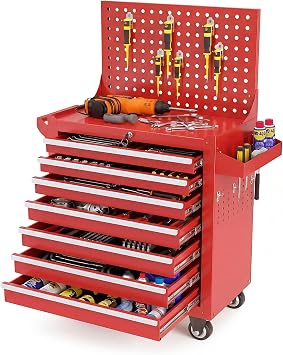 7 Drawers Rolling Tool Chest, Metal Tool Box with Wheels & Lock, Tool Drawers Garage Tool Storage Cabinets Organizer Rolling Cart Toolbox on Wheels for Garage, Workshop, Repair ShopAssembly Required
