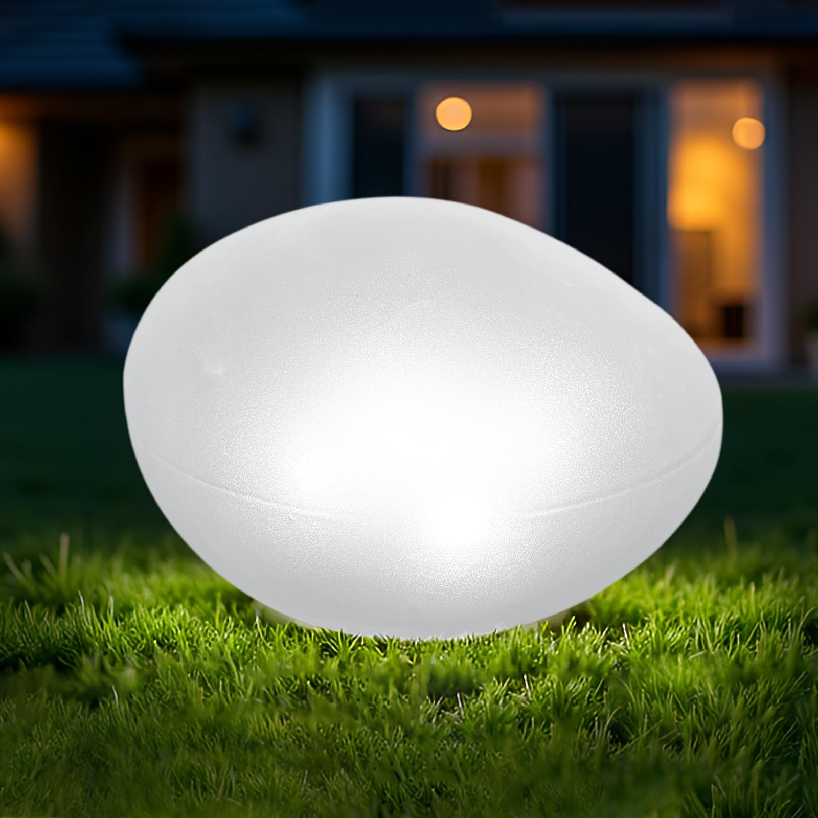 MEDOYOH 1PCS Cool White Light Solar Glass Stone Light, Solar Pathway Pond Light with 4 LEDs, IP44 Waterproof Auto On/Off Garden Ornaments for Lawn Ground Outdoor Decor