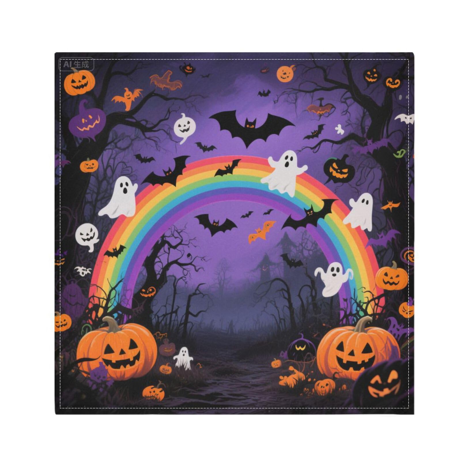 Serviettes de table Halloween anti-tache grand format violettes lot de 6 pièces