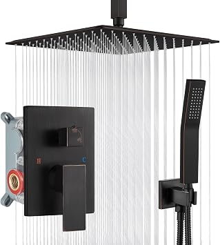 gotonovo Ceiling Shower System with Handheld Oil Rubbed Bronze,12 inch Head