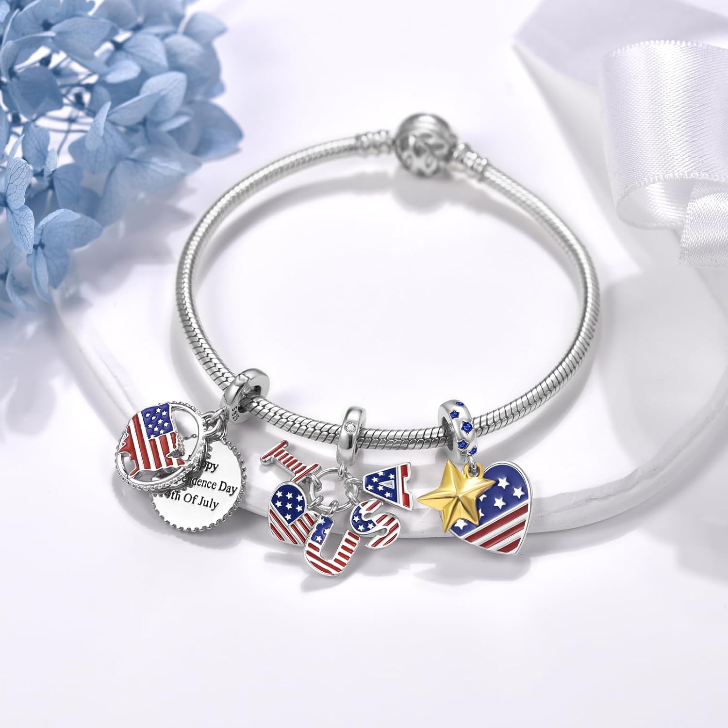 JIAYIQI 925 Sterling Silver Charms for Bracelets and Necklaces Mermaid Coffee USA Flag Christian Devil's Eye Charms Beads Jewelry for Women - Image 8