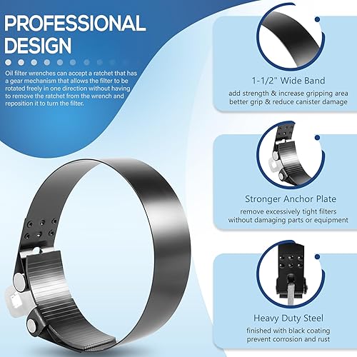 Miniatura 4 de Bonbo Llave de filtro de aceite resistente 2322D de 5-14 a 5-34 pulgadas para uso con herramienta de accionamiento cuadrado de 12 pulgadas