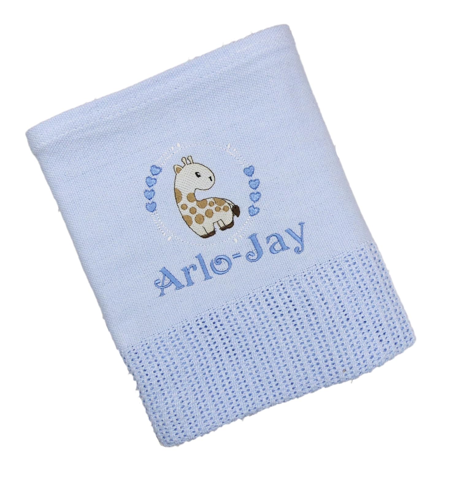 The Pyjama Party Personalised Baby Cellular Blanket with Embroidered Animal Motif 110cm x 70cm 100% Cotton Ideal Baby Gift