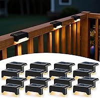 Solpex Solar Deck Lights 16 Pack - Waterproof LED Step Lights for Stairs, Fence, Patio, Yard, Warm White Auto On/Off
