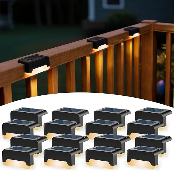 SOLPEX Solar Deck Lights, Solar Step Lights for Outside Waterproof Led Stair Light for Outdoor Fence, Balcony, Patio, Railing, Front Porch, Yard and Pathway(16pack Warm White)