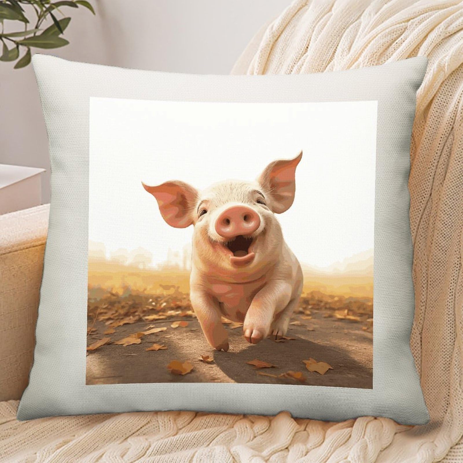Adfgyerh Style Smiling (17) Pillow Cover Breathable,Pillowcases Boho Decorative Envelope Closure,Throw Pillow Covers For Beach,Patio,Balcony,Couch Living Room 18 * 18In