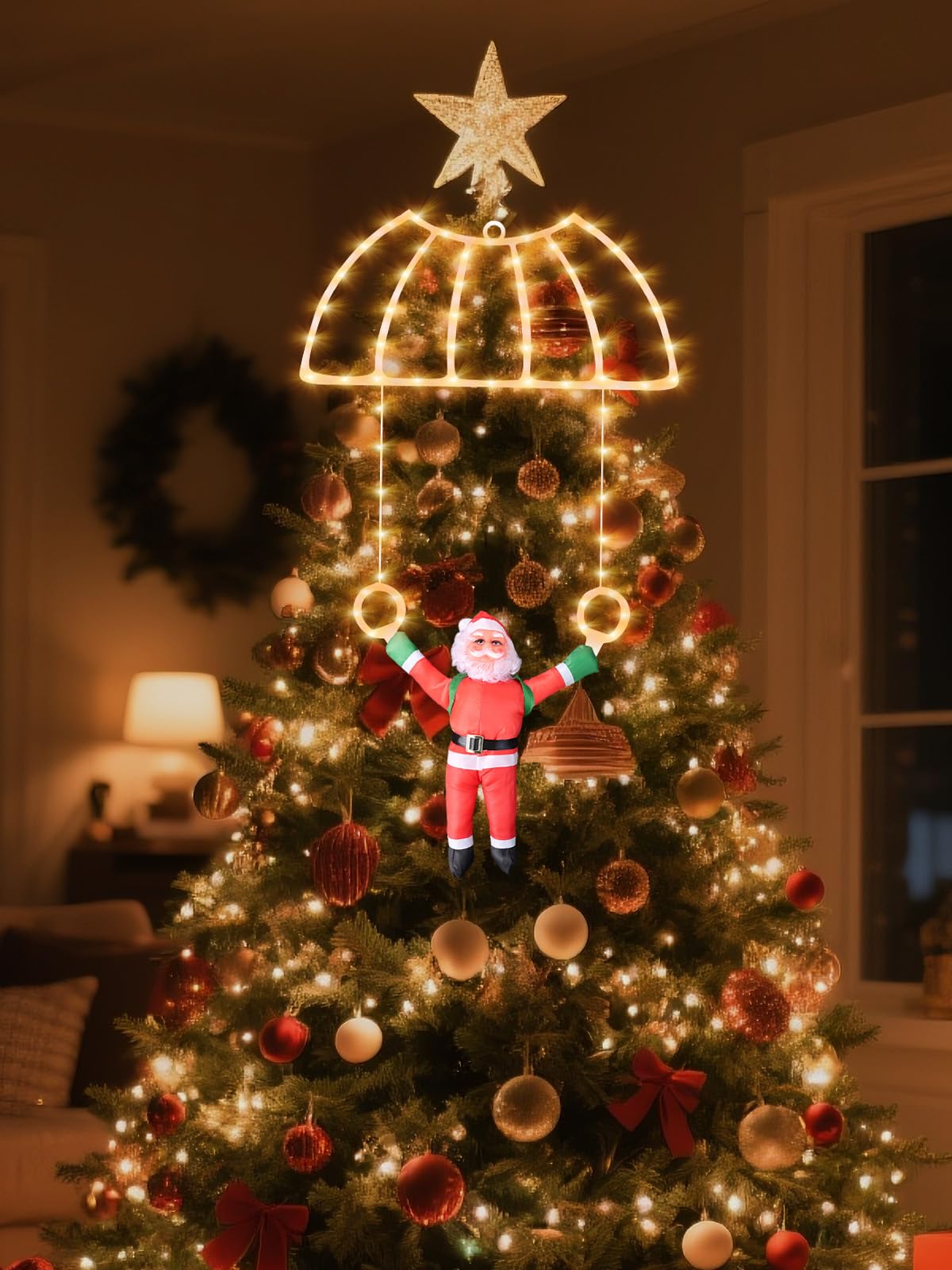 Weihnachtsbeleuchtung Außen, 90CM LED Weihnachtsbeleuchtung Weihnachtsdeko Outdoor, 8 Modi USB-Beleuchtung Xmas Deko mit Haken für draußen und innen an Fenstern, Türen, Wänden und Gärten