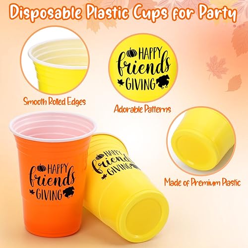Miniatura 2 de Nefelibata Paquete de 48 vasos de plástico de 15 onzas para fiesta de Acción de Gracias, regalos de amigos, suministros de fiesta de reunión de