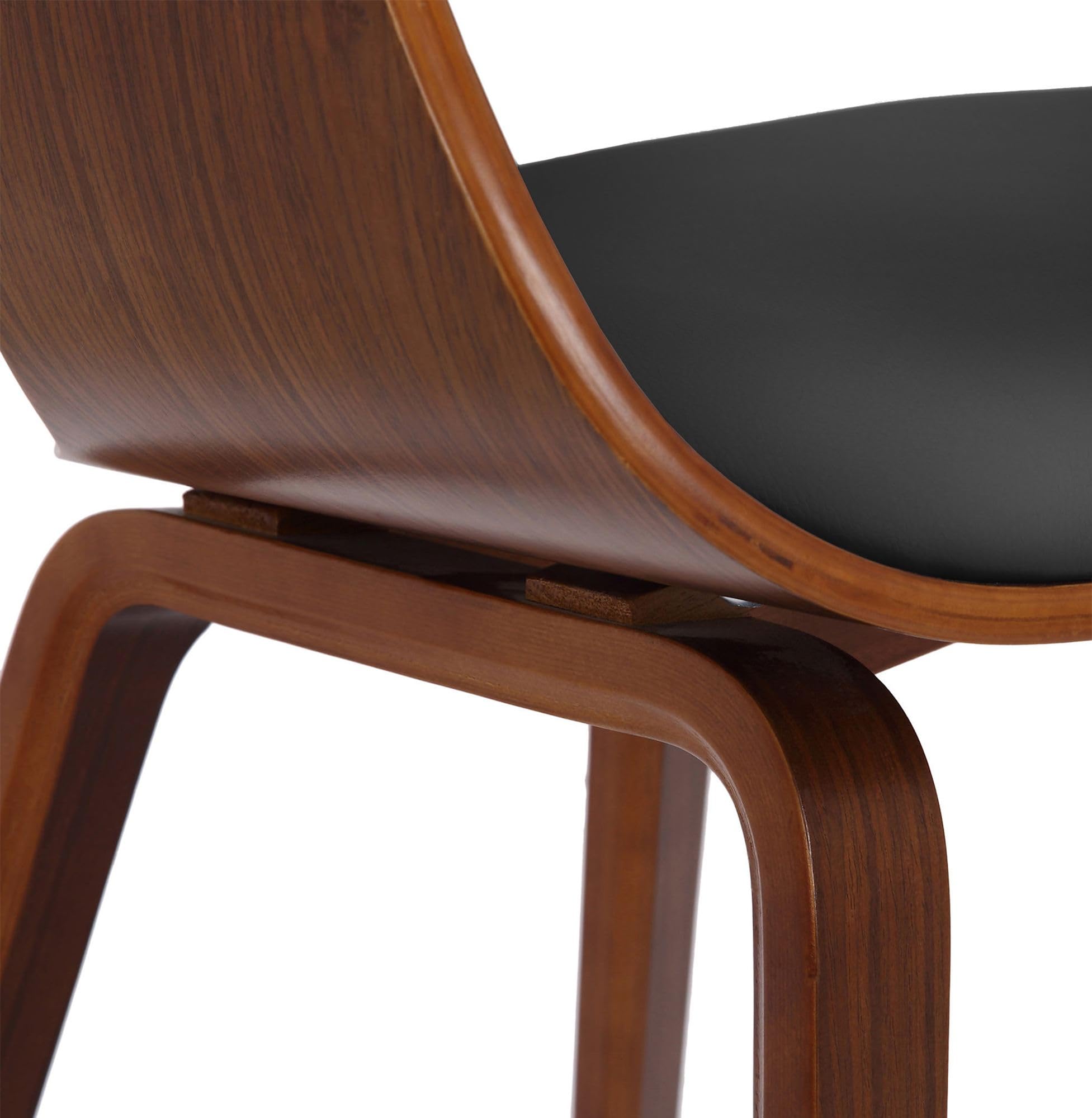 CLP Juego de 2 sillas Kingston ergonómicas, Respaldo Acolchado, Cuero sintético y Madera, hasta 150 kg Color:Nuez/Negro