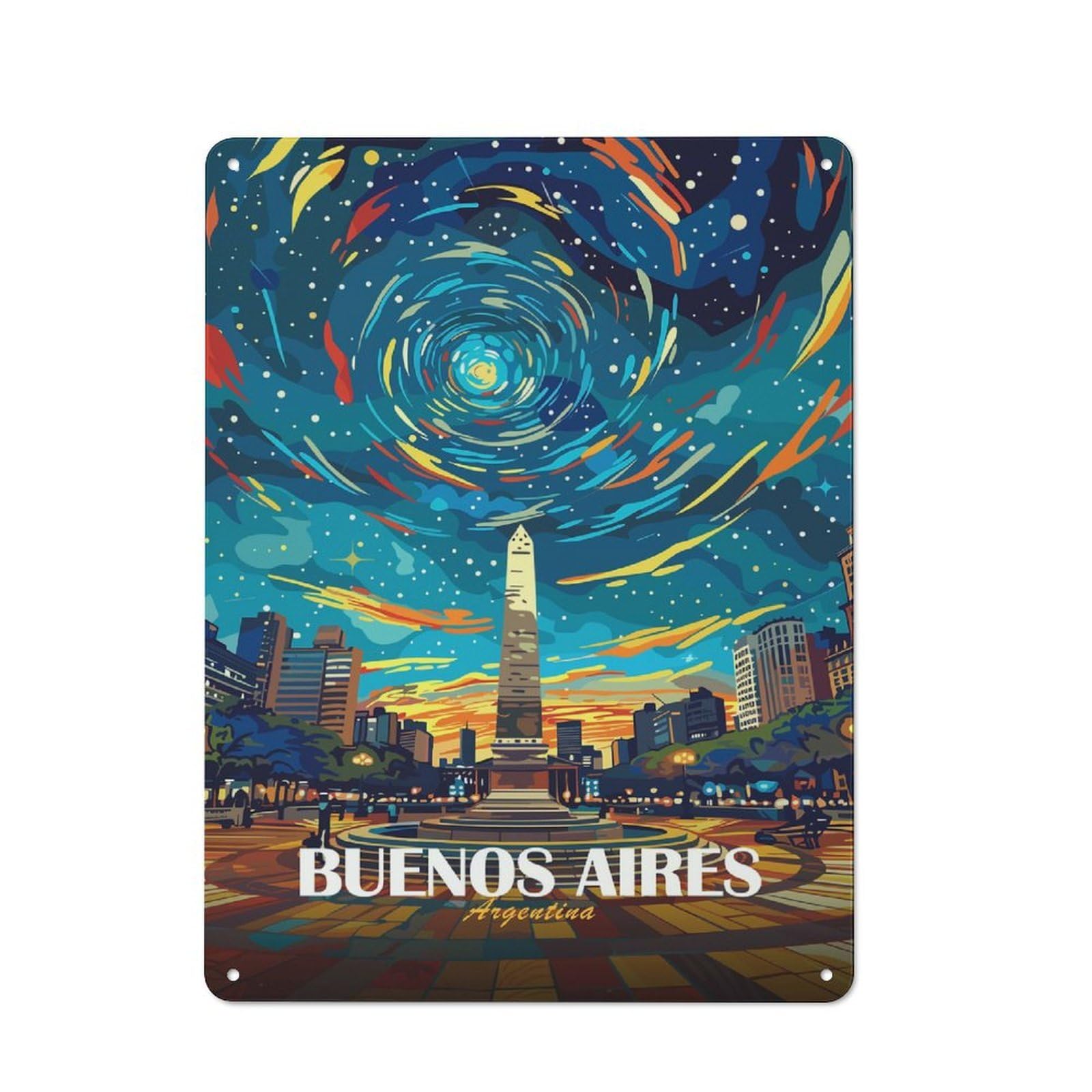 Junmoney Style Buenos Aires Argentina Travel Metal Wall Plaque 40X30cm, Character Room Wall Plaque For Hallway, Home Bar, Garage Or Study
