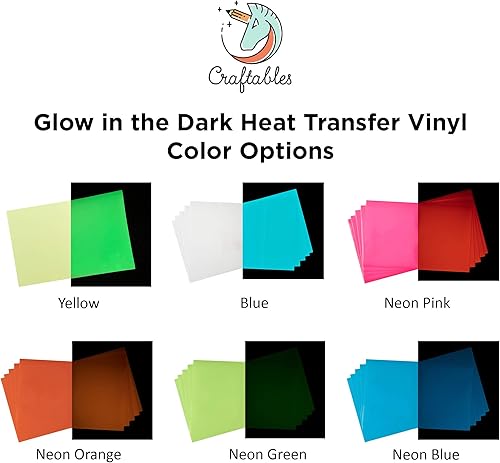 Miniatura 3 de Craftables Rollo de vinilo de transferencia de calor azul neón que brilla en la oscuridad, rollo de 11 pies  Vinilo elástico que brilla en la