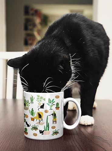 Miniatura 4 de Vivulla68 Regalo para los amantes de los gatos y las plantas, regalos de jardinería para mujeres, taza de café, taza de café con temática de gatos