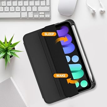 ProCase Case for iPad Mini 7 A17 Pro 2024 / iPad Mini 6 2021, 8.3 Inch iPad Mini 7th/6th Gen Protective Case, Smart Case Cover for iPad Mini 7/6 8.3 Inch - Black