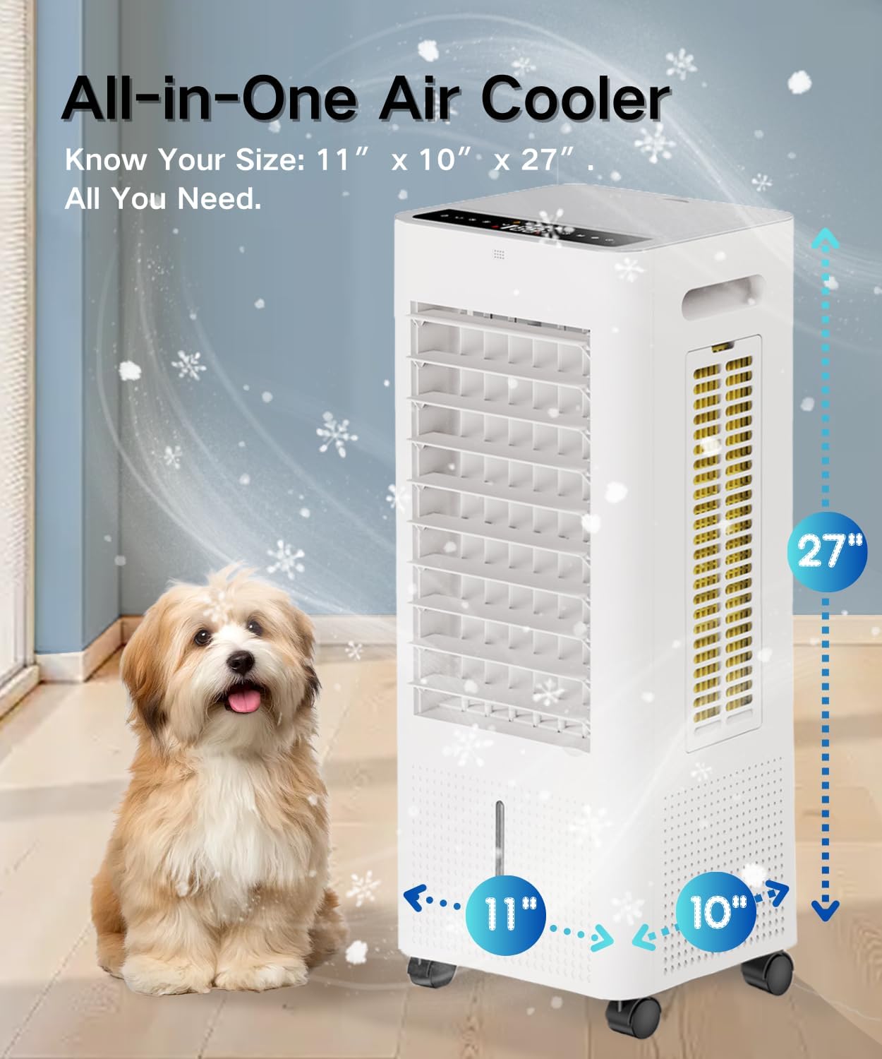 Evaporative Air Cooler with Remote & Timer, 2200+ CFM Portable Fan That Blows Cold Air for Large Room, Home Office, Bedroom - 2.1Gal High-Capacity Tank, 3 Modes, Whisper Quiet 30dB & Sleep Mode