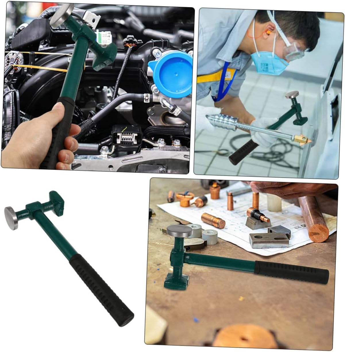 2pcs Repair Sheet Metal Hammer Dent Removal Tool with Handle for Auto Body Repair Versatile Mallet for Various Models and Damage Levels Durable and Reliable