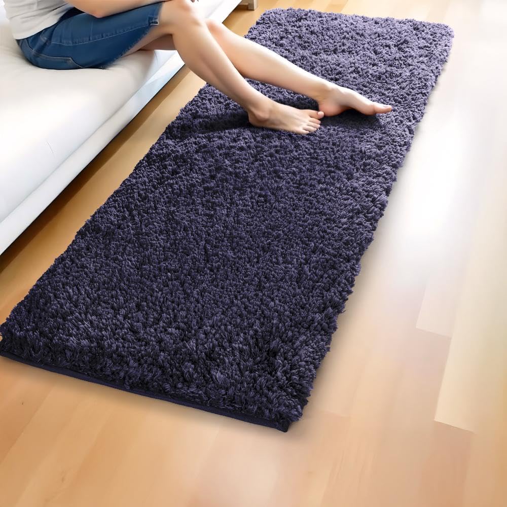 Wakefit Runner | 45x130cm | Soft & Comfortable| Anti Skid | Machine Washable | Shaggy-Peacoat Blue