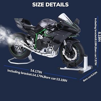 1/6 Scale Motorcycle Compatible with Kawasaki Ninja H2R Motorcycle Model Kit Die Cast Metal Racing Motorcycles Model for Kawasaki H2R Collectible Models Motorcycles Spray