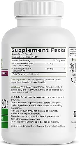 Miniatura 2 de Cápsulas de cardo lechoso, 1,000 mg, con Silymarin marianum y raíz de diente de león, suplemento para la salud hepática, 250 cápsulas