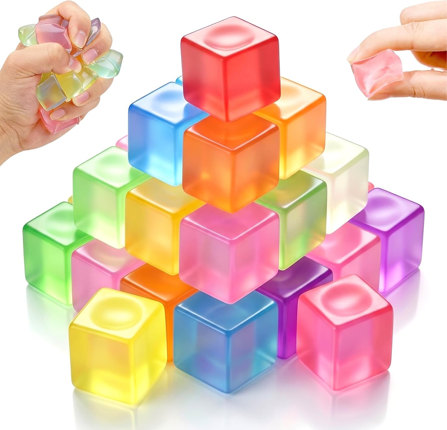 27 Pcs Mini Squishy Cube Fidget Toys Stress Cube Balls for Kids Adults