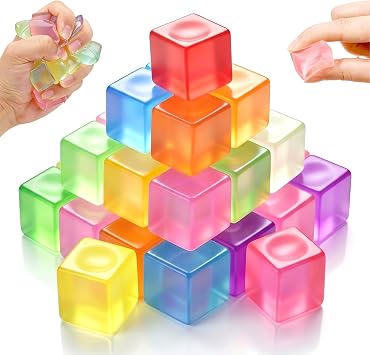 27 Pcs Mini Squishy Cube Fidget Toys Stress Cube Balls for Kids Adults