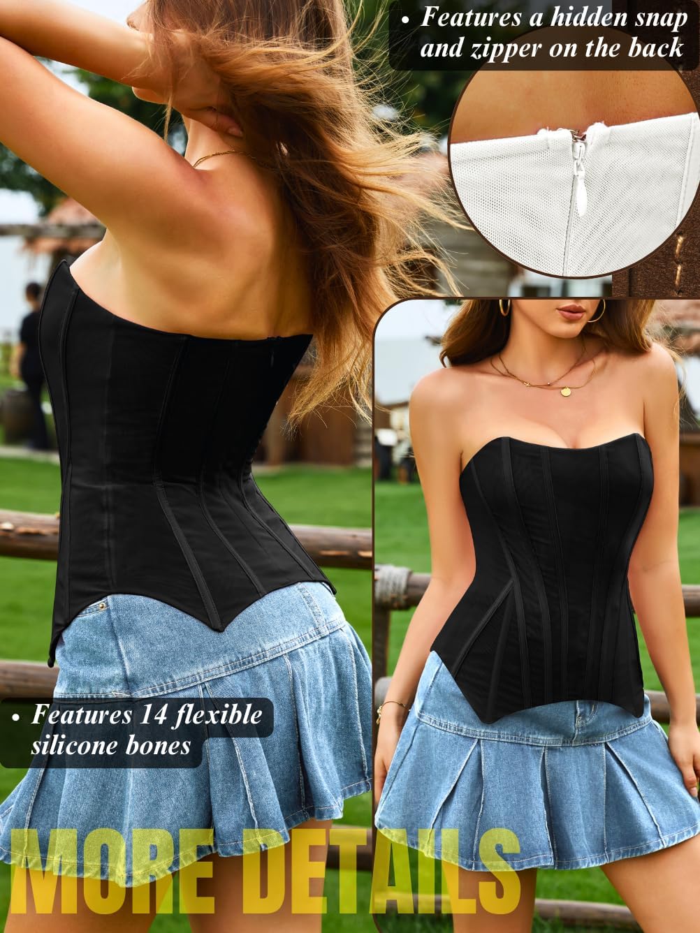 EHSUYAB Women Sexy Tube Corset Top 2000S Outfits,Strapless Sheer Mesh Bustier Boned Shapewear Fit 0-26,Going Out Concert Club