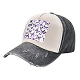 White Purple Butterflies Fashion Retro Baseball Caps,Casual Baseball Caps,Cowboy Hats,Embrace Fashion and Function
