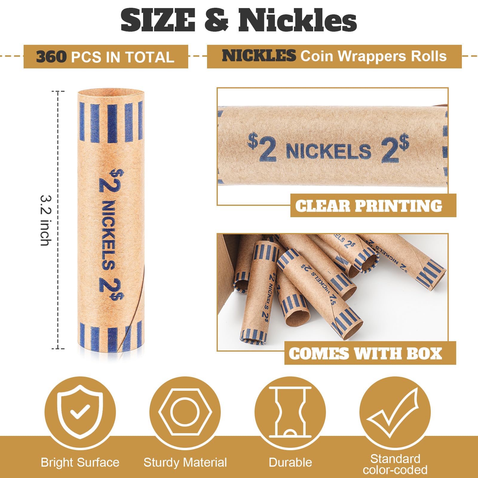 MMF Industries Nested Preformed Coin Wrappers Quarter 60-Pack