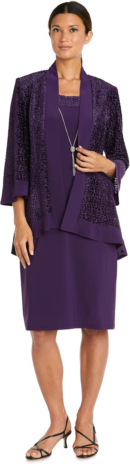 R&M Richards Women's Elegant in Velvet Jacket Dress