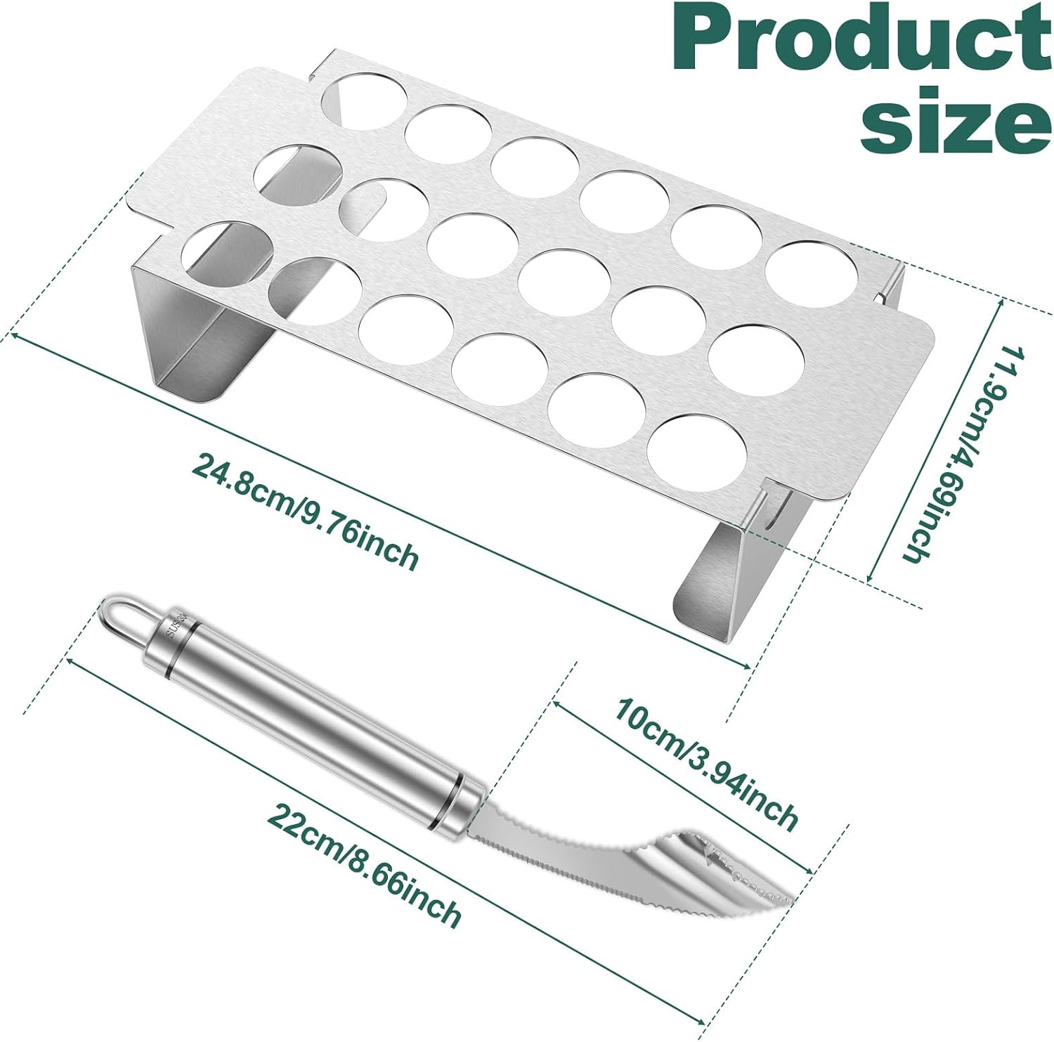 2Pcs Jalapeno Poppers Grill Rack with Pepper Corer Tool, 18 Holes Poppin Popper Cooker jalapeños Vooker Pepper Grilling Rack Stainless Steel Chili Roasting Rack Jalapeno Corer Tool for BBQ Smoker image 5