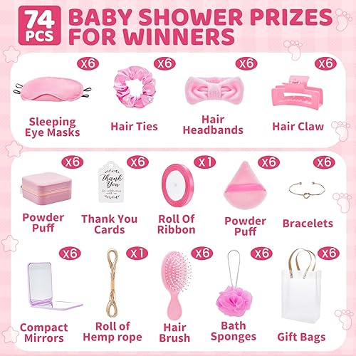 Miniatura 2 de 74 premios de baby shower para ganadores de juegos, regalos de baby shower, incluyendo diadema, cepillo para el pelo, caja de joyería con bolsa de