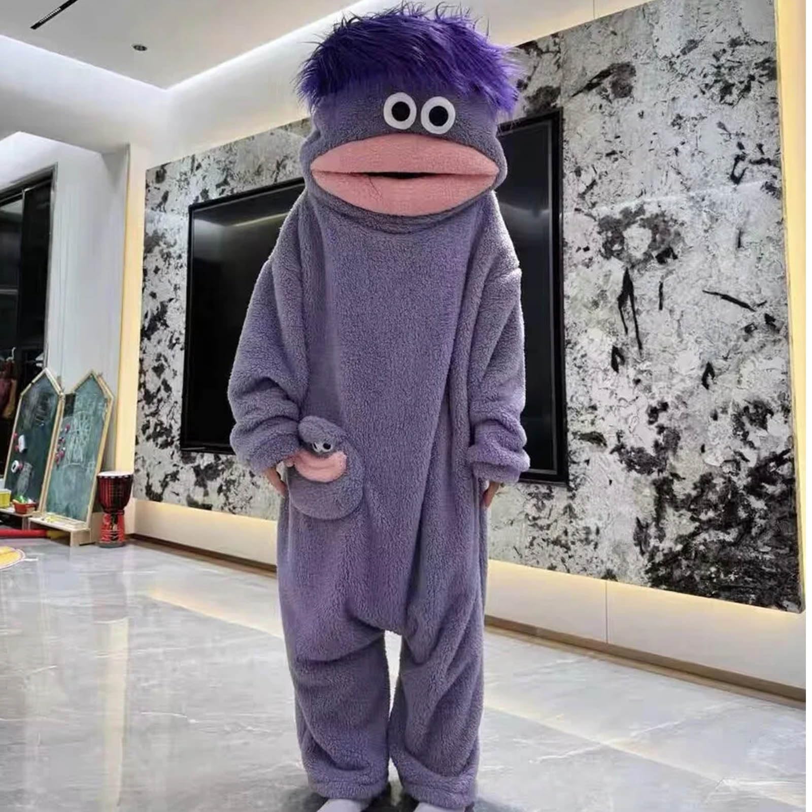 Tuta Pigiama da donna da uomo Silly Onesie Pigiama Cosplay Costume Deguisement Adulto Pigiama Pilou Caldo e Morbido con Tasche per il piacere in famiglia e il relax confortevole S-XL