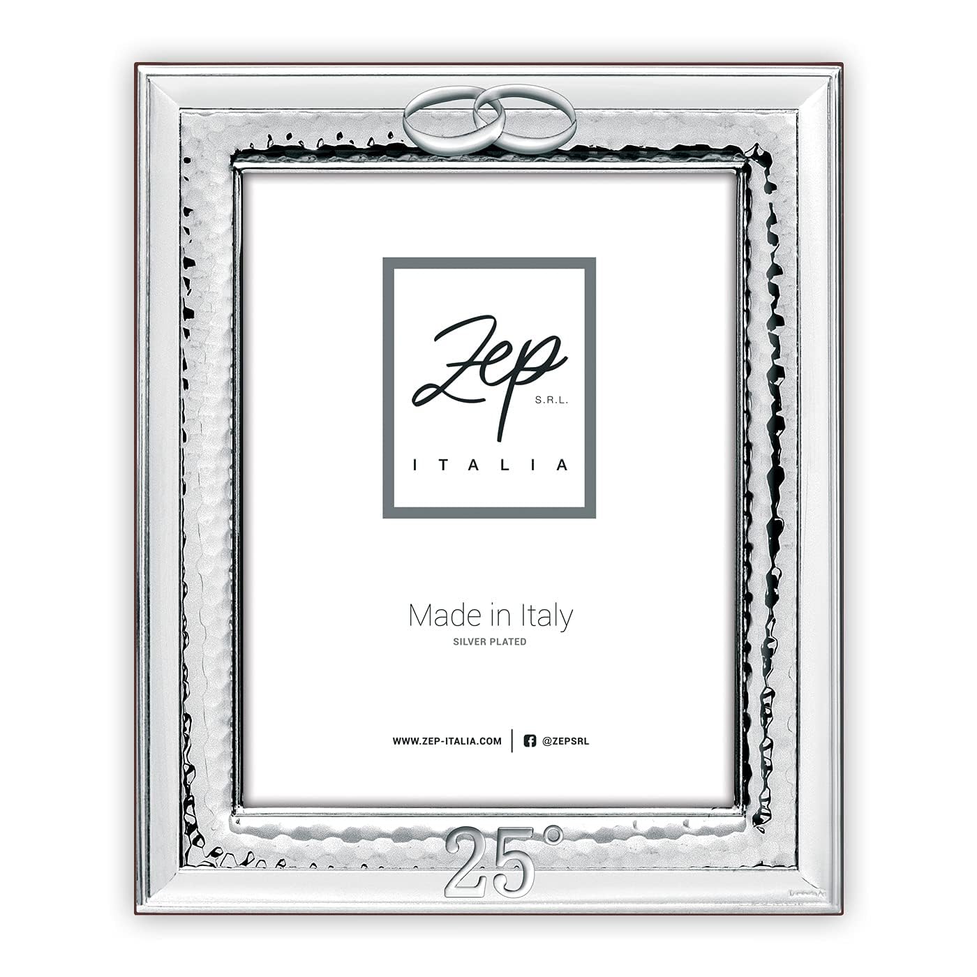 Cornice PAVIA da Tavolo in Silver Plated NOZZE D'ARGENTO per foto 10X15 Verticale, Placcata Argento Made in Italy