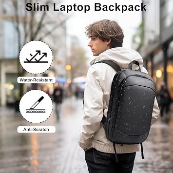 Expandable 15.6 Inch Laptop Rucksack for Men, Slim Business Work Backpack