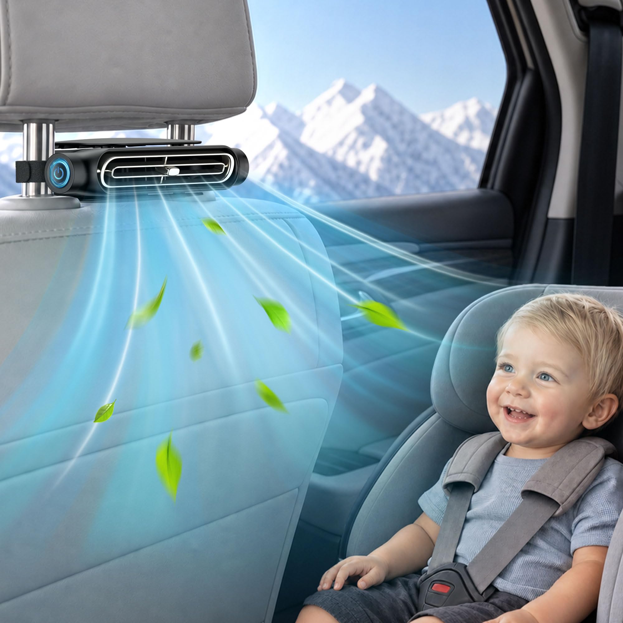 Photo 1 of ViSSKO 2026 Car Fan for Backseat, USB Invisible Car Headrest Cooling Fan for Kids Replace Ventilated Seats with 3 Speeds Fit in Most Cars Vehicle Jeep Van RV Truck