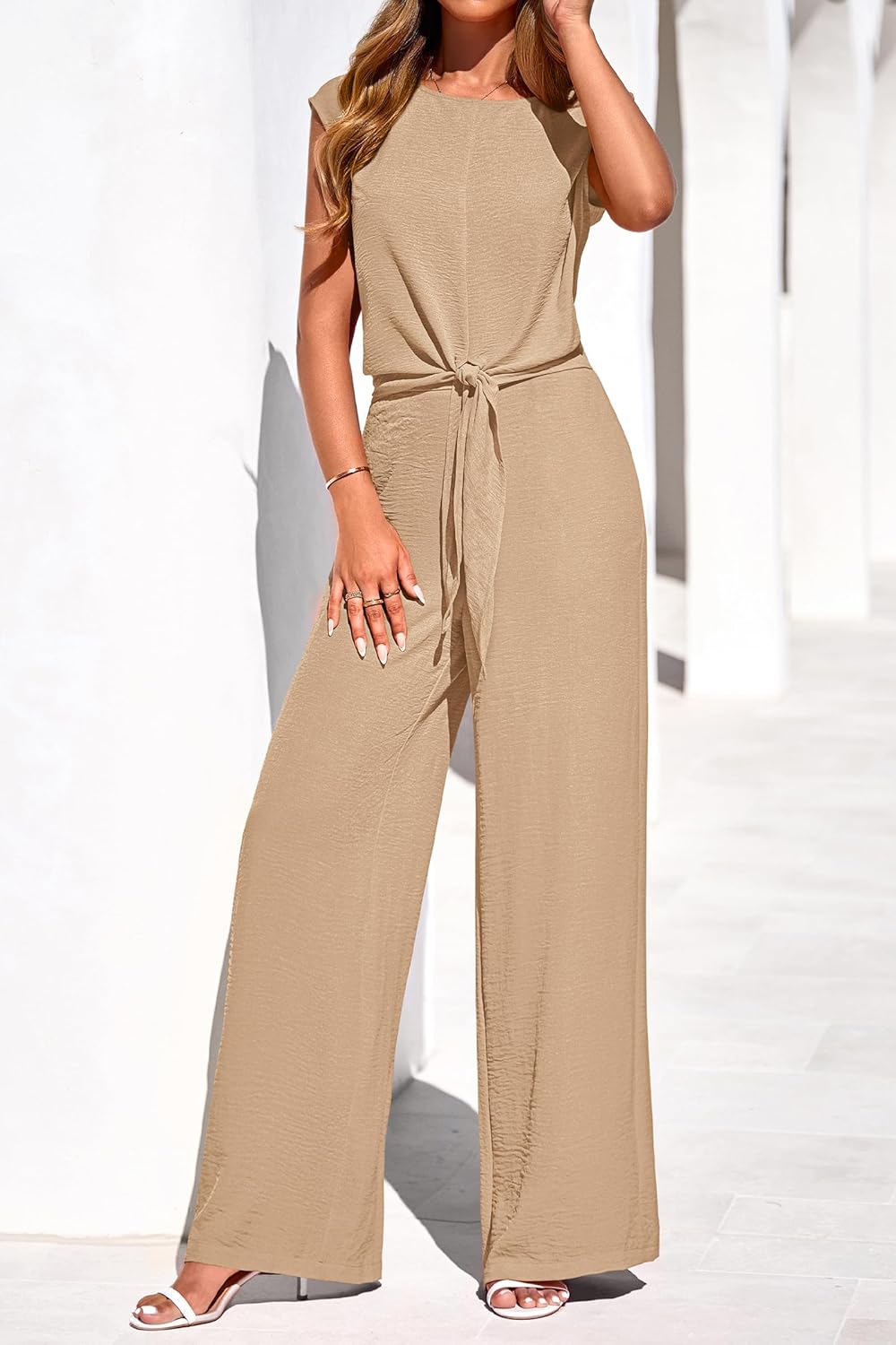 PRETTYGARDEN Women 2 Piece Lounge Sets 2026 Casual Summer Outfits Cap Sleeve Strappy Crop Tops Wide Leg Pant Tracksuit - Image 2